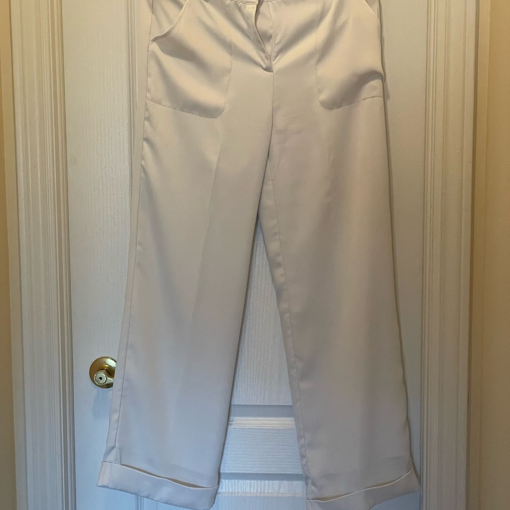 RUDSAK White Wide-Leg Cropped Trousers